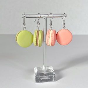 2 pairs Macaron earrings pink green sweet treat boho kawaii fun cute desert
